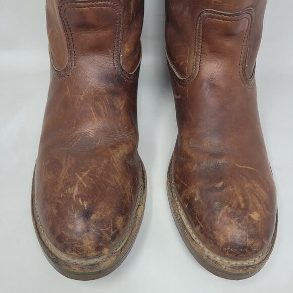 VTG Red Wing Boots 8B Pecos Western Brown Leather Safety Toe Work Nailseat 2265 - Picture 4 of 15